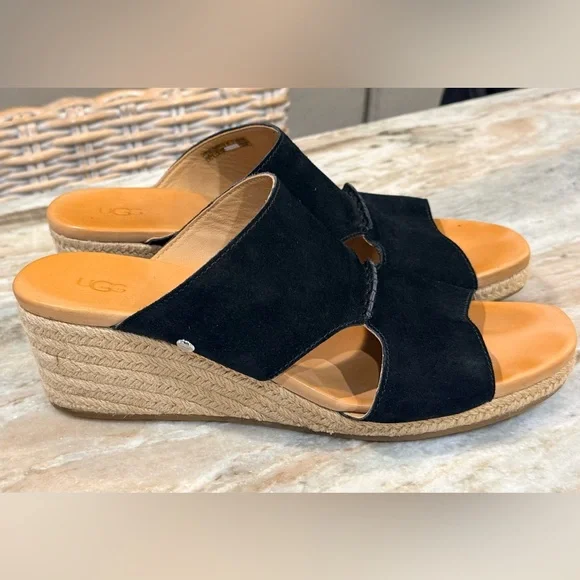 Women’s UGG Eirene black wedge sandals- Size 12 - Picture 2 of 8